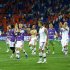 Denmark's players celebrate winning their Group B Euro 2012 soccer match against Netherlands in Kharkiv