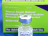 An empty bottle of Tetanus, Diphthera and Pertussis, (whooping cough) vaccine sits on display at Inderkum High School, Monday, Sept. 19, 2011, in Sacramento, Calif. The whooping cough vaccine given to babies and toddlers loses much of its effectiveness after just three years _ a lot faster than doctors believed _ and that could help explain a recent series of outbreaks in the U.S. among children who were fully vaccinated, a study suggests. (AP Photo/Rich Pedroncelli)