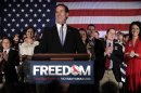 Republican presidential candidate, former Pennsylvania Sen. Rick Santorum speaks during a primary election night party in Cranberry, Pa., Tuesday, April 3, 2012. (AP Photo/Jae C. Hong)