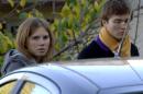 FILE - In this Friday Nov. 2, 2007 file photo Amanda Marie Knox, left, and Raffaele Sollecito, stand outside the rented house where 21-year-old British student Meredith Kercher was found dead Friday, in Perugia, Italy. The state's prosecutor is arguing his case that an appeals court should reinstate the guilty verdict against U.S. exchange student Amanda Knox for the grisly 2007 murder of her roommate. Prosecutor Alessandro Crini said Monday that Italy's highest court had "razed to the ground" the Perugia appellate court's 2011 decision to throw out the guilty verdicts, freeing Knox and co-defendant Raffaele Sollecito. (AP Photo/Stefano Medici)