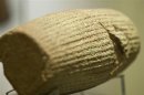The Cyrus Cylinder, a 539-530 B.C. artefact, is seen on display at the National Museum of Iran in Tehran