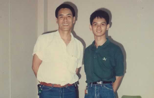 Chew with instructor Xia Chuan at then-SBC&#39;s acting classes (Photo courtesy of Dennis Chew)