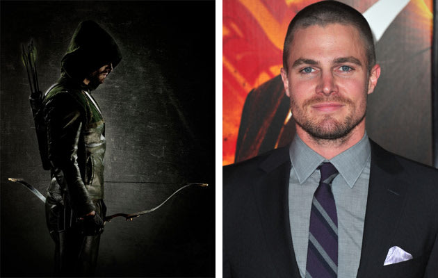 The image shows Torontoborn actor Stephen Amell in shadowy profile 