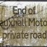 A road sign is seen near the Vauxhall car plant in Ellesmere Port, northern England
