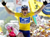 FILE - In this July 22, 2004, file photo, Lance Armstrong reacts as he crosses the finish line to win the 17th stage of the Tour de France cycling race between Bourd-d'Oisans and Le Grand Bornand, French Alps. In 2004, Armstrong was also named Associated Press Male Athlete of the Year and ESPN's ESPY Award for Best Male Athlete. (AP Photo/Laurent Rebours, File)