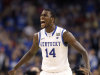 Kentucky forward Michael Kidd-Gilchrist (14) reacts during the second half of the NCAA Final Four tournament college basketball championship game against Kansas, Monday, April 2, 2012, in New Orleans. (AP Photo/David J. Phillip)