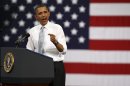 President Barack Obama speaks at Florida Atlantic University, Tuesday, April 10, 2012, in Boca Raton, Fla. (AP Photo/Lynne Sladky)