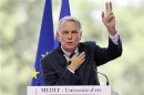 France's Prime Minister Ayrault attends the French employers' body MEDEF union summer forum on the campus of the HEC School of Management in Jouy-en-Josas,