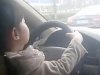 Chinese Girl, Four, Drives Along Motorway