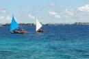 Outrigger canoes are seen near the capital of the Marshall Islands, Majuro, on September 3, 2013