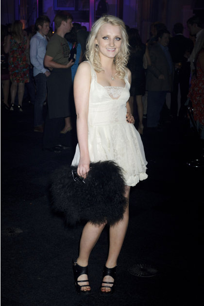 Irish actress Evanna Lynch arrives for the after show party for Harry Potter and The Deathly Hallows: Part 2, Thursday, July 7, 2011 in London. (AP Photo/Jonathan Short)
