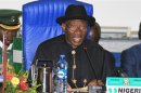 Nigeria's President Goodluck Jonathan attends the 43rd Economic Community of West African States (ECOWAS) meeting in Abuja