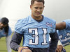 In this July 30, 2011 photo, Tennessee Titans cornerback Cortland Finnegan stretches during NFL football training camp in Nashville, Tenn. Finnegan missed a mandatory team meeting on Saturday, Aug. 6, 2011. His absence was confirmed to The Associated Press by a person familiar with the meeting. The person spoke on condition of anonymity because the team has not commented on Finnegan's status. (AP Photo/Mark Humphrey)