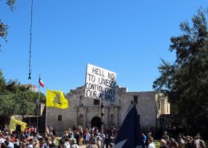 Gun rights advocates gather at the Alamo in San Antonio, …