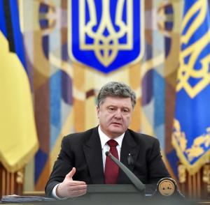 Ukrainian President Petro Poroshenko speaking during …