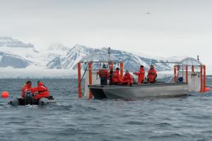 Scientists take samples of water from floating contraptions&nbsp;&hellip;