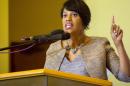 Baltimore mayor Stephanie Rawlings-Blake speaks at church in Baltimore, Maryland