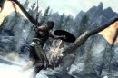 In this video game image released by Bethesda Softworks, a Dragonborn hero battles one of the flying lizards in 