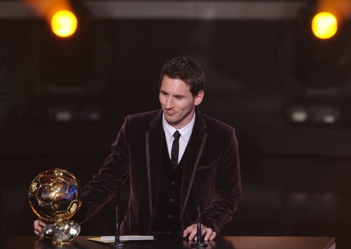Lionel Messi speaks after receiving the FIFA Ballon d'Or award