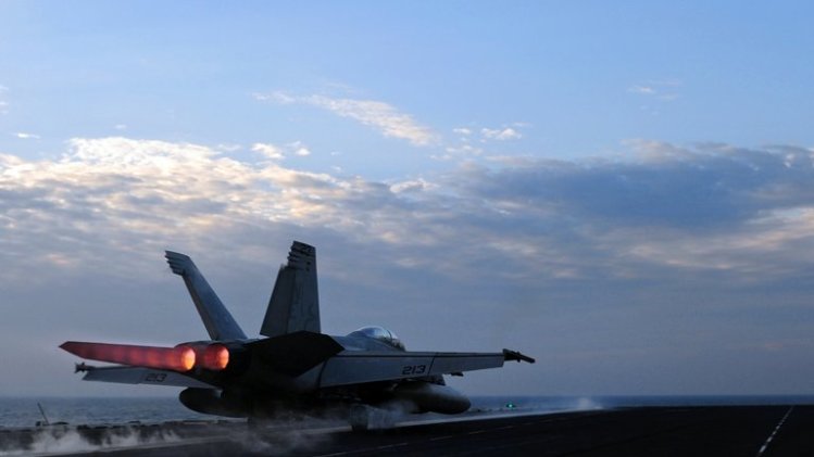 An F/A-18E Super Hornet launches during operations February 13, 2012 in the Arabian Gulf