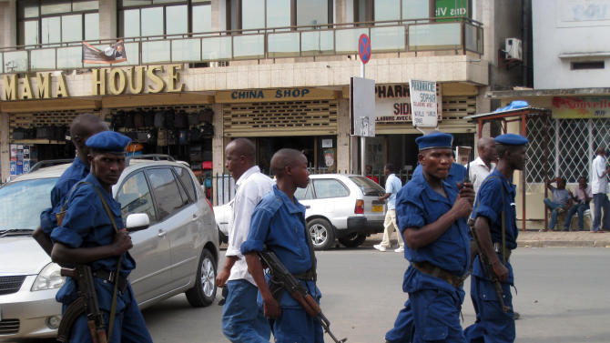 Police patrol a street of Bujumbura on September 26, 2013