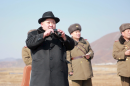 North Korean leader Kim Jong-Un at a test of a submarine-launched ballistic missile. (KCNA via KNS/AFP)