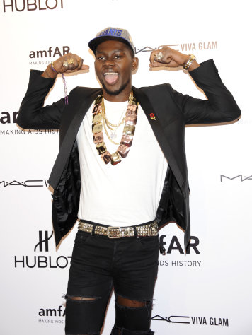 Singer Theophilus London attends amfAR's New York gala benefit at Cipriani Wall Street on Wednesday, Feb. 8, 2012 in New York. (AP Photo/Evan Agostini)