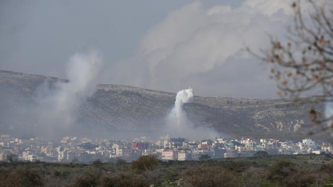Smoke rises after an explosion in the Lebanese village of Ghajar on the Israeli-Lebanese border
