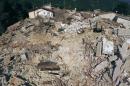 A drone photo shows the damages following an earthquake in Saletta