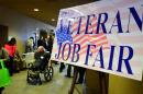 A veteran attends the annual "Honor a Hero - Hire a Vet" job resource fair in Van Nuys, California, on October 24, 2013