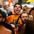 Protesters demonstrate against the country's near 25 percent unemployment rate and stinging austerity measures introduced by the government, in Madrid, Spain, Saturday, July 21, 2012. (AP Photo/Andres Kudacki)