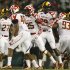 In this photo taken Sept. 5, 2011, members of the Maryland football team transition during a change of possession in the first half of an NCAA football game against Miami in College Park, Md. (AP Photo/Patrick Semansky)