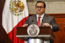 Javier Duarte, Governor of the state of Veracruz, attends a news conference in Xalapa