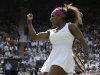 Serena Williams of the United States reacts during a semifinals match against Victoria Azarenka of Belarus at the All England Lawn Tennis Championships at Wimbledon, England, Thursday, July 5, 2012. (AP Photo/Anja Niedringhaus)