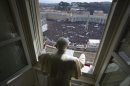 Pope Benedict XVI leads his last Angelus prayer before stepping down in Saint Peter's Square at the Vatican