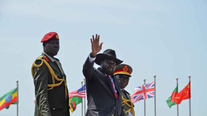 South Sudan President Salva Kiir arrives to the John Garang Mausoleum grounds in Juba on July 9, 2015 for celebrations as part of South Sudan&#39;s fourth independence day