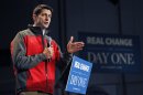 Republican vice presidential candidate, Rep. Paul Ryan, R-Wis., gestures as he speaks during a campaign event at Harrisburg International airport, Saturday, Nov. 3, 2012 in Middletown, Pa. (AP Photo/Mary Altaffer)