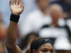 Serena Williams waves to the crowd after her match against Ana Ivanovic of Serbia during the U.S. Open tennis tournament in New York, Monday, Sept. 5, 2011. (AP Photo/Mel Evans)