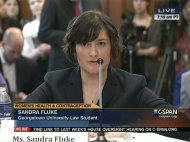In this image made from Thursday, Feb. 23, 2012 video provided by C-SPAN, Sandra Fluke, a third-year Georgetown University law student, testifies to Congress in Washington. Limbaugh drew fire Friday, March 2, 2012 from many directions for his depiction of Fluke as a "slut" because she testified before Congress about the need for contraceptive coverage. (AP Photo/C-SPAN)