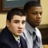 FILE - In this March 13, 2013 file photo, Trent Mays,  left, and Ma'lik Richmond sit at the defense table before the start of their trial on rape charges in juvenile court in Steubenville, Ohio. Judge Thomas Lipps, who sentenced the pair to  juvenile detention after convicting them of raping a West Virginia girl in 2012, will hold a hearing Friday, June 14, 2013, as a first step for the two teen defendants to be transferred from a state juvenile detention center to a facility that works with sex offenders. (AP Photo/Keith Srakocic, Pool)