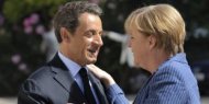 Nicolas Sarkozy accueille la chancelière allemande, Angela Merkel, à l'Elysée, mardi 16 août