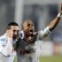 Marseille's Andre Ayew (R) and teammate Morgan Amalfitano during the Champions League match against Inter Milan