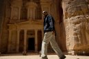 U.S. President Barack Obama tours the Treasury in the ancient city of Petra, Jordan, Saturday, March 23, 2013. (AP Photo/Pablo Martinez Monsivais)