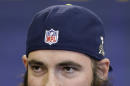 Seattle Seahawks' Max Unger answers a question during media day for the NFL Super Bowl XLVIII football game Tuesday, Jan. 28, 2014, in Newark, N.J. (AP Photo/Mark Humphrey)
