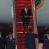 President Barack Obama walks down the stairs from Air Force One upon arrival to Andrews Air Force Base, Md., Saturday, March, 17, 2012. (AP Photo/Jose Luis Magana)