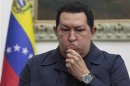 Venezuelan President Hugo Chavez speaks during a national broadcast at Miraflores Palace in Caracas