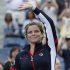 Kim Clijsters of Belgium waves to the crowd after she lost to Laura Robson of Great Britain in the second round of play at the 2012 US Open tennis tournament,  Wednesday, Aug. 29, 2012, in New York. (AP Photo/Mel C. Evans)