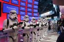 Imperial stormtroopers from the movie Star Wars take up positions at the Panasonic booth during the International CES in Las Vegas