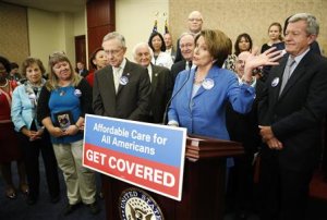 Pelosi and Reid lead a rally to celebrate Obamacare …