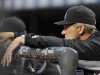 Colorado Rockies manager Jim Tracy looks on against the San Diego Padres during a baseball game in Denver, Monday, Sept. 19, 2011. (AP Photo/Jack Dempsey)
